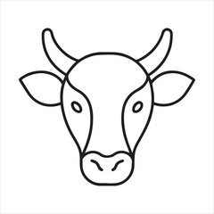 cow head icon outline vector illustration on transparent background