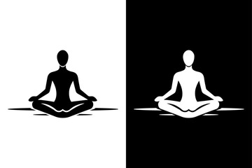 Yoga Mantra Icon — Peaceful Mindfulness Symbol in Monochrome.