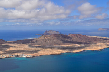 View of the Graciosa island from De Mirador del Rio, Lanzarote, Canary Island, Spain,