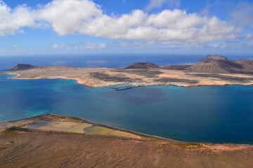 View of the Graciosa island from De Mirador del Rio, Lanzarote, Canary Island, Spain,