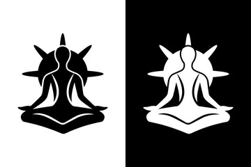 Meditation Silhouette Icon — Calm Mind and Body Symbol.