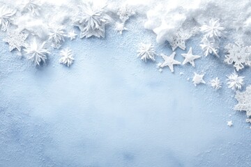 Christmas background card with snowflakes and snow copy space