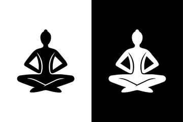 Lotus Sitting Pose Icon — Zen Yoga and Relaxation Vector.