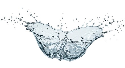 Clear water splash in midair featuring droplets