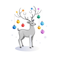 deer with a christmas tree