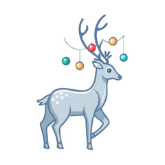 christmas deer with a red ribbon