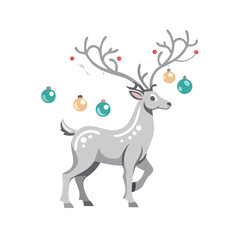 christmas reindeer with red ribbon