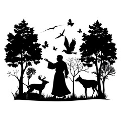 silhouette of a girl in a park