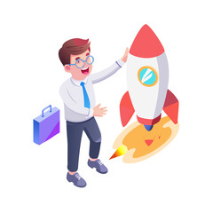 businessman with rocket