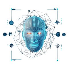 human brain model with human eye