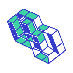3d cube with green cubes