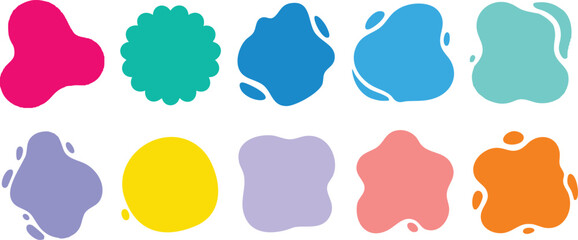 Vector art of collection of colorful abstract organic shapes