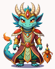 Dragon Mage, cute God, real print Style, Full body, white background