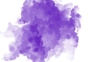 A vibrant purple watercolor splash isolated on transparent background, creating a soft and artistic effect with its fluid texture