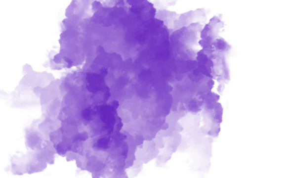 A vibrant purple watercolor splash isolated on transparent background, creating a soft and artistic effect with its fluid texture