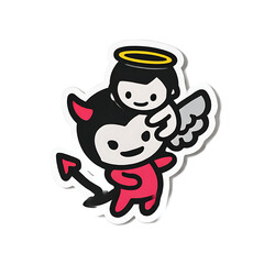 Obraz premium Mischievous Little Devil Blushing And Sticking Out Tongue Sticker