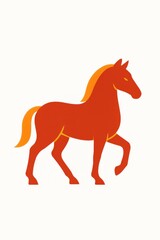 Obraz premium minimalist red contour of horse with orange highlights isolated on white background concept of graphic template and modern branding illustration