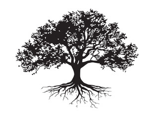 Exotic Tree Roots in Jungle Landscape 2D Vector Line Art Artwork