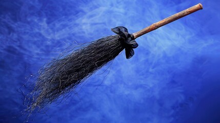 Enchanting High-Resolution Witch Broom Halloween Background – Ideal for Halloween Party Invitations, Social Media Covers, Decor Posters & Greeting Cards. Features a Stylish Witch Broom Adorned with 