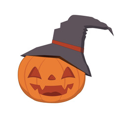 Halloween Pumpkin with Witch Hat