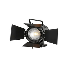 a product photograph of an led theater light on a white background, with studio lighting, front view. product photography