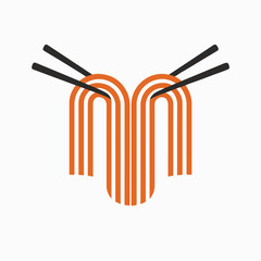 noodle logo initial letter M 