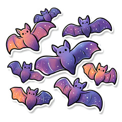 Group Of Bats Flying Like Soft Flowing Ribbons In Night Sky Sticker
