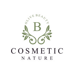 initial letter b leaves nature logo design for cosmetic and beauty graphic vector icon © Rachmad