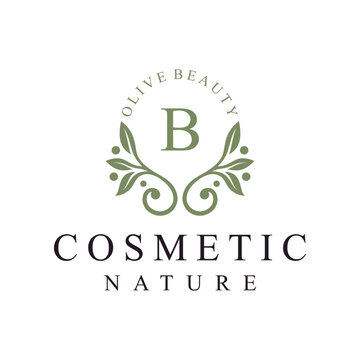 initial letter b leaves nature logo design for cosmetic and beauty graphic vector icon