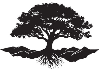 Enchanting valley tree roots design 2D vector line art composition   © Helena