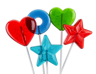 Mix shaped colorful lolipops candy isolated on transparent background