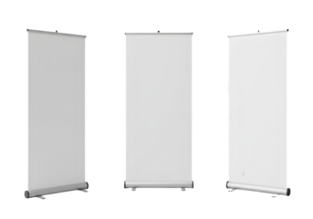 Professional modern display stands ready for custom branding and event promotion, offering sleek presentation solutions that captivate audiences with clean design and versatile application