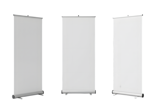 Professional modern display stands ready for custom branding and event promotion, offering sleek presentation solutions that captivate audiences with clean design and versatile application