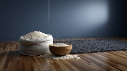 Spa relaxation salt with wooden bowls styled wellness natural health composition design