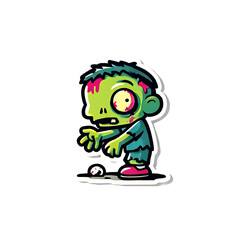 Little Zombie Reaching Out With One Eye On The Ground Sticker