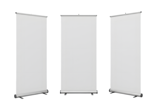 Versatile blank roll up banner stands offer a clean canvas for impactful marketing, trade show displays, and event promotions, ready for your custom design.