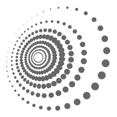 Abstract grey spiral pattern made of dots on white background