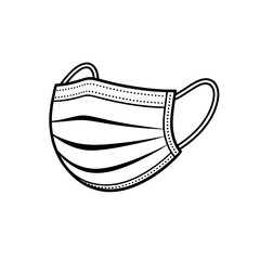 Surgical mask illustration vector style of a coloring book