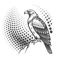Majestic eagle perched on a rock with halftone background