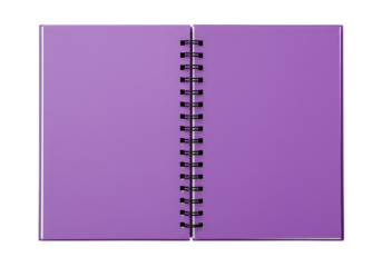 Open purple spiral notebook with blank pages ready for your creative ideas, notes, and plans, perfect for journaling or design mockups
