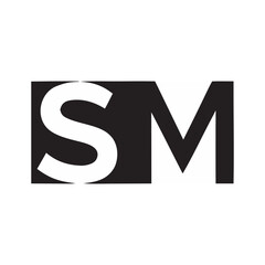 Modern SM initial logo design in bold black and white for professional branding, ideal for company identity and memorable visual impact
