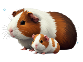 Adorable Guinea Pigs Sitting Together in a Cozy Setting