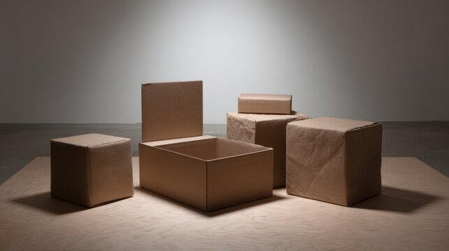 Cardboard styled cubes boxes packaging minimal shipping design modern composition artistic layout