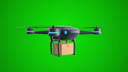 Futuristic drone swiftly delivers package, showcasing modern logistics and rapid delivery solutions for businesses and consumers. - Powered by Adobe