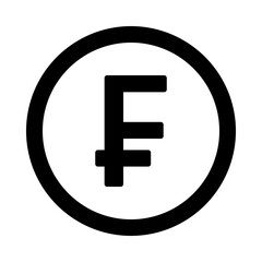 Obraz premium Franc swiss flat icon coin. Vector illustration. Black on white. Simple vector illustration for web and software interfaces. 