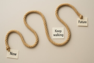 Inspirational Concept – Keep Walking from Now to Future on Winding Path