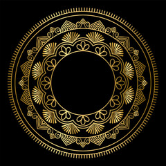 Elegant Golden Mandala Ornament on Black Background – Luxury Decorative Circular Design