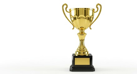 A gold trophy with a black base and gold nameplate stands against a white background