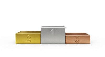 A podium features tiers labeled 1 2 and 3 representing winning positions in a competition