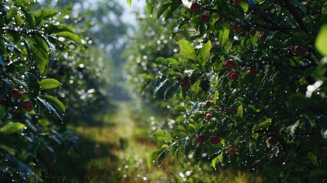 Dewy Morning Velvet apple orchard panorama